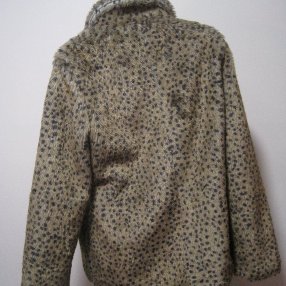 Paris Blues Coat Women's Medium Leopard Faux Fur Polyester Open Front Pockets - Picture 8 of 10